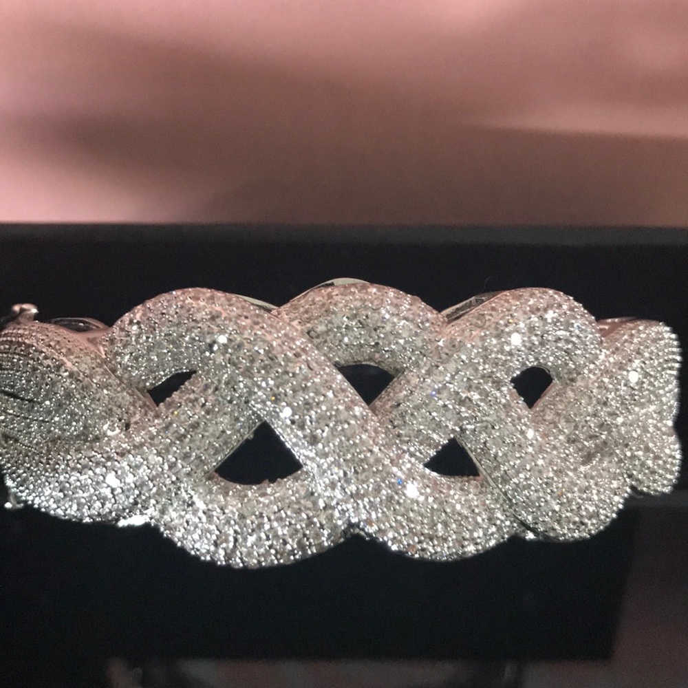 Lucia Braided Swirl Pave  Diamond Simulated Bangle - Picture 8 of 8